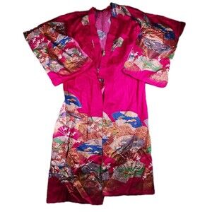 Tokyo Multi-Color Cotton Kimono Size 55 Women's Traditional Japanese Robe
